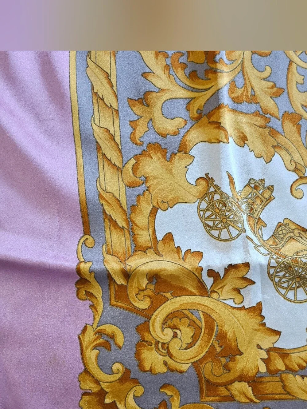 Celine Pink & Gold Baroque Silk Scarf